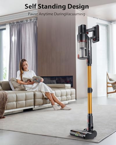 XenonLab Cordless Vacuum Cleaner, 75Mins/55KPa/650W Freestanding Vacuum Cleaners for Home, with Anti-Static&Anti-Tangle Brush, LED Touch Screen, Stick Vacuum for Carpets, Pet Hair, Hardwood Floors