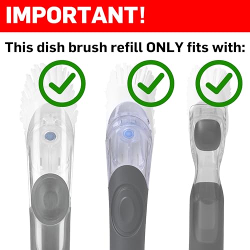Dish Brush Refill, 4 Pack Dish Brush Replacement Head for OXO Dish Brush, Brush Dispenser Refill Fits Soap Dispensing Handle