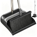 POPMOP Broom and Dustpan Set, 52" Long Handle Standing Broom with Dustpan Combo Set with Dust Pan Teeth to Clean Pet Hair, Easy Sweeping Suitable for Home Kitchen Office Lobby