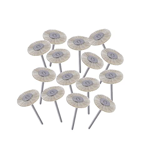Luo ke 15 Pcs White Mini Wire Brush Wheel Nylon Bristle Polishing Wheel 3mm Shank for Dremel (T Shape)