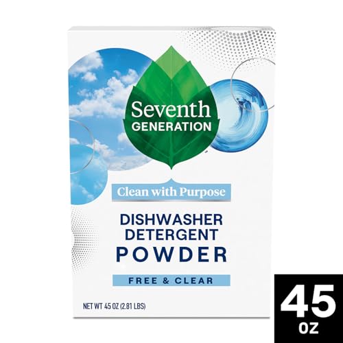 Seventh Generation Dishwasher Detergent Powder 2-Pack + Rinse Aid, Free & Clear, Biodegradable, Plant-Based & Fragrance-Free, Septic Safe