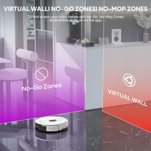 Bagotte Robot Vacuum and Mop Combo, 6000Pa Robotic Vacuum with Mapping, Self-Emptying Station for 90 Days Hands-Free, LiDAR Navigation, Wi-Fi/App/Alexa Voice Control, for Carpets & Hard Floors