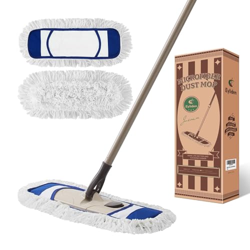Eyliden Dust Mop, 2 Microfiber Pads, Home Commercial Cleaning, Quick Swap