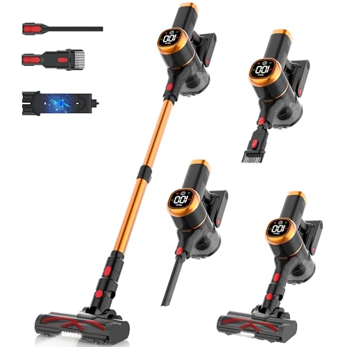 Tikom V500 Cordless Vacuum Cleaner for Home, 40000Pa/450W Stick Vacuum with LED Touch Screen, Charging Wall Dock, Anti-Tangle, Lightweight Handheld Vacuum for Pet Hair, Hard Floor, Carpet