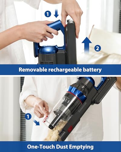 XenonLab Cordless Vacuum Cleaner, 75Mins/55KPa/650W Freestanding Stick Vacuum Cleaners for Home