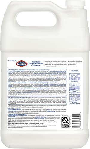 CloroxPro Anywhere Daily Disinfectant and Sanitizer, No-Rinse Food Contact Sanitizer, Refill, 128 Fluid Ounces