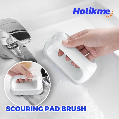 Holikme 6 Pack Dish Brush with Handle Kitchen Cleaning Brush Set for Pot, Pan, Kitchen Sink (Green)