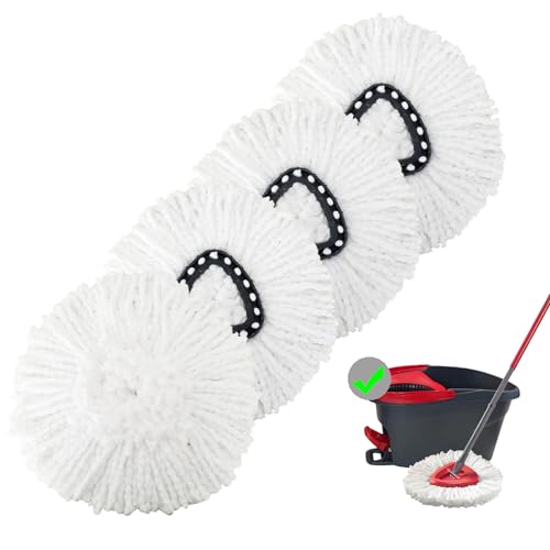 4 Pack Spin Mop Replacement Heads Mop Refills Microfiber Mop Replace Heads Safe for All Hard-surfaced Floors