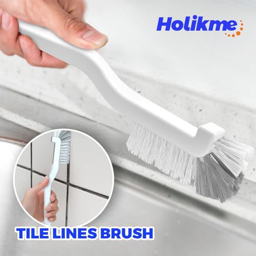 Holikme 6 Pack Dish Brush with Handle Kitchen Cleaning Brush Set for Pot, Pan, Kitchen Sink (Green)
