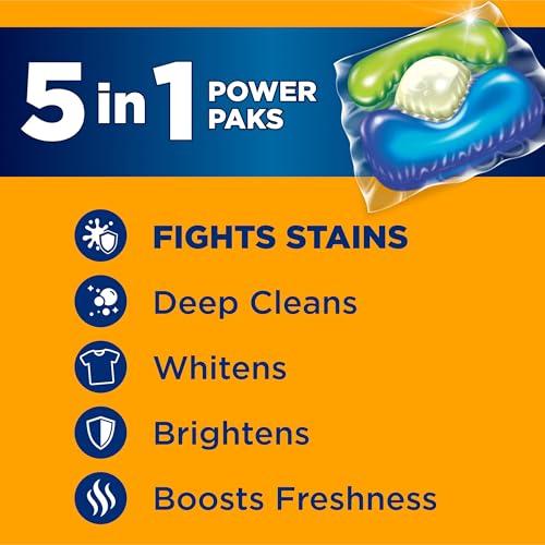 ARM & HAMMER Plus OxiClean Stain Fighters: 5-in-1 Laundry Detergent Power Paks, Laundry Stain Remover, Attacks 100 Plus Stains, Fresh Scent, 42 Count