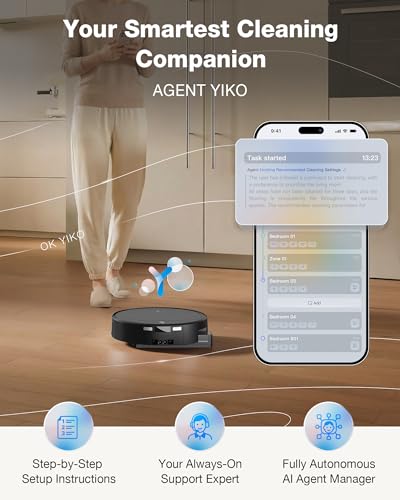 ECOVACS DEEBOT T90 PRO OMNI Robot Vacuum and Mop, 30,000Pa Suction, Instant Self-Cleaning OZMO Roller Mop, TruEdge Deep Edge Cleaning, ZeroTangle, Hot Water Wash & 145°F Air Dry, AI Obstacle Avoidance