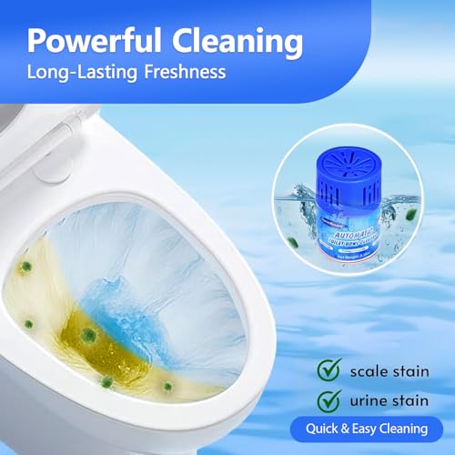 OceanBreezy Automatic Toilet Bowl Cleaner Bottles, 2 Pack In-Tank Toilet Cleaner for Stain Build-Up Prevention, Blue Long-Lasting Toilet Tank Cleaner, Septic Safe, Fresh Scent, Up to 3 Months Each