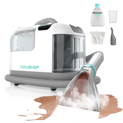 HAUSHOF Steam Portable Carpet and Upholstery Cleaner Machine, Instant Heating Portable Carpet Cleaner with Steam & HotWater & Cold Water System, Steam Cleaner for Carpets, Cars, Furniture, Couch
