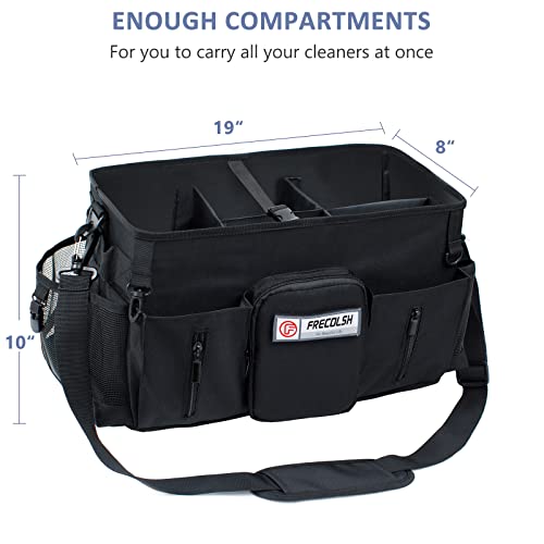 FRECOLSH Large Cleaning Supplies Organizer-Cleaning Caddy Organizer With Handles & Shoulder Strap-Cleaning Bags for Cleaning Suppliers-Housekeepers Wearable Cleaning Tote Upgraded