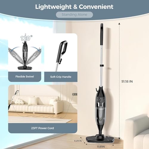 Seyomi Steam Mop, 12-in-1 Powerful Handheld Steam Cleaner Detachable Steam Mops for Floor Cleaning, 565ML Removable Tank, 23FT Power Cable, MultiPurpose Steamer for Hardwood, Tile, Grout, Furniture