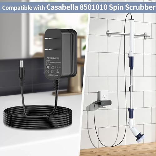 8.4V Charger for Casabella Spin Scrubber, Power Adapter Compatible with Casabella 8501010 Spin Scrubber 7.4V 2000mAh Battery Charger Cord