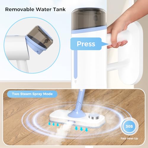 Steam Mop, 10 in 1 Detachable Handheld Steam Cleaner for Home and Floor Cleaning, 230°F Floor Steamer for Deep Cleaning with Multi-purpose Attachments Hardwood Floors, Tile, Grout, Furniture