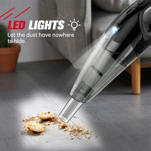 BSRCO Handheld Vacuum Cordless Rechargeable, 3-in-1 Car Vacuum Portable with LED Light & USB Charge, 1.65Lbs Lightweight Hand Vacuum Cleaner for Pet Hair, Home, Car Interior