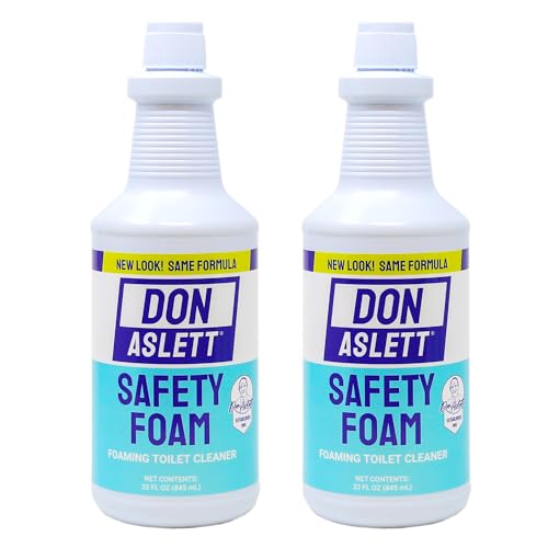 Don Aslett Safety Foam Toilet Bowl Cleaner (32 Oz Bottle, Pack of 2) Acidic Detergent and Deodorizer | Cleans Hard Water and Mineral Stains in Porcelain Toilets