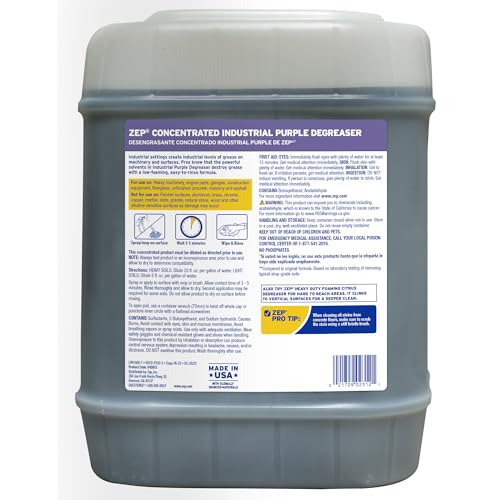 Zep Industrial Purple Cleaner and Degreaser Concentrate - 5 Gallon (Case of 1) R45815- Easy to Rinse Formula