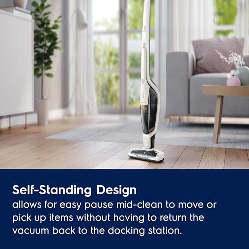 Electrolux Ergorapido Cordless 2-in-1 Vacuum Cleaner with High Suction Power and 180° EasySteer Mobility, 48-Minute Run Time, 2 Power Modes, Satin White