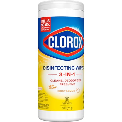 Clorox Disinfecting Cleaning Wipes, Bleach Free, Crisp Lemon, 35 Count (Pack May Vary)