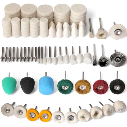 103PCS Buffing Wheel for Dremel Polishing Kit, HOMEIDOL 1/8" Shank Polishing Wheel for Dremel Tool Accessories, Abrasive Wheel Buffing Wire Brush Woolen Brush Rotary Polish Bits