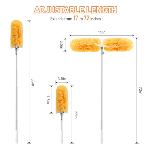 SetSail 6 ft Extendable Duster Handle with 20 Refills, Compatible with Swiffer Dusters for Cleaning Disposable Duster Refill Multi Surface 360° Duster Cleaner Kit for Ceiling Fan, Blind, Furniture