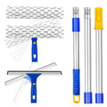 ITTAHO Window Squeegee with Extension Pole, Separate 12" Squeegee & 11" Microfiber Scrubber Heads, Window Cleaning Kit for Hard-to-Reach Windows, Shower Doors, Car Windshields, Indoor Outdoor-2 Pads