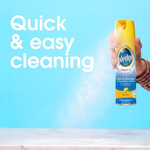 Pledge Dust & Allergen Multisurface Cleaner, Aerosol Spray, Lemon Scent, 9.7oz (Pack of 3)
