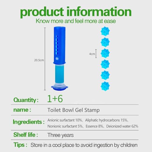 Solala 6 Packs Toilet Bowl Gel Stamp - Replacement Gel Toilet Bowl Cleaning Stamps Compatible with Scrubbing Bubbles, Stop Limescale and Rings, for Cleaning and Refreshing, 6 Pack with Dispenser