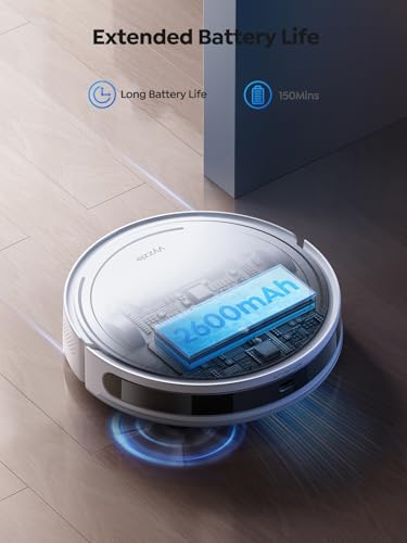 Robot Vacuum and Mop, 3-in-1 Robotic Vacuum Cleaner with Schedule, 5000Pa Suction, LiDAR Navigation & Smart Mapping,150 Mins Max, Ultra-Slim, App/Alexa Control for Pet Hair/Hard Floor/Carpet, D10