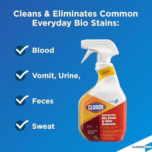 CloroxPro Clorox Disinfecting Bio Stain and Odor Remover Refill, 128 Fluid Ounces, Pack of 4 (Packaging May Vary)