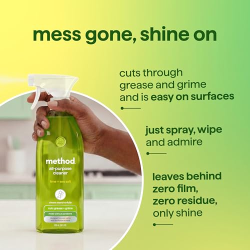 Method All-Purpose Cleaner Spray, Lime + Sea Salt - Cuts Grease & Grime on Counters, Glass, Sealed Wood & Floors, for Kitchen & Bathroom, 28 fl oz