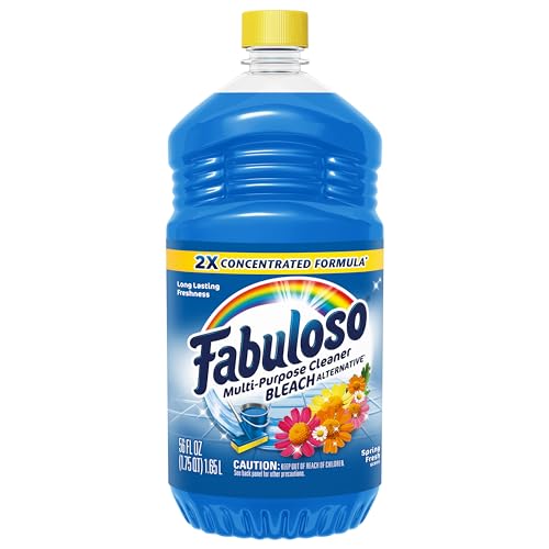 Fabuloso 2X Multi-Purpose Cleaner Bleach Alternative, No Rinse Floor Cleaner, Long-Lasting Freshness, Spring Fresh Scent, 56 fl oz