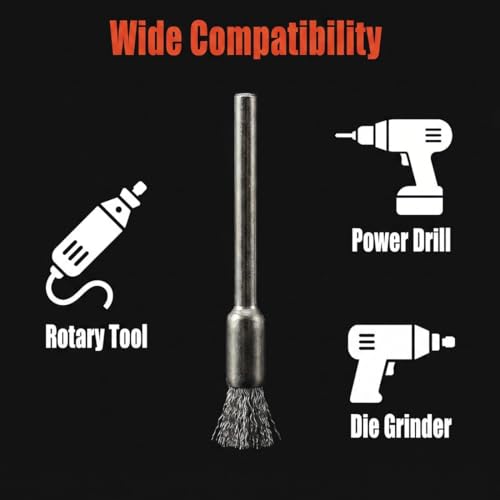 𝐉𝐔𝐍𝐋𝐈𝐗𝐍 30 Pcs Wire Brush Wheel, 1/8 Inch Shank Coarse Crimped Steel Wire Brushes Kits for Dremel Rotary Tool (Silver)