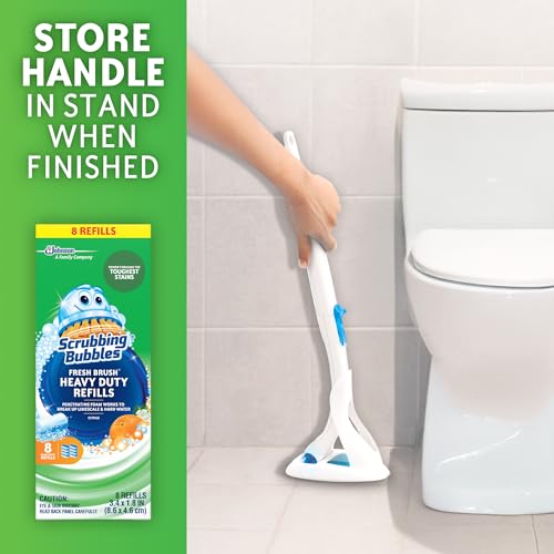 Scrubbing Bubbles Toilet Bowl Wand Cleaner Refills, Fresh Brush Heavy Duty Cleaner Toilet Refill Pads, Removes Limescale & Odors, Citrus Scent, 8 Count (Pack of 1)