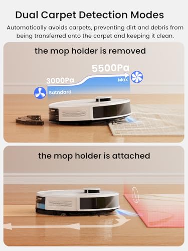 Lefant LiDAR Robot Vacuum and Mop, 90-Day Self-Emptying, 190° PSD Obstacle Avoidance, Customized Cleaning, Multi-Floor Mapping, 5500Pa Strong Suction, 140 Min Runtime, WiFi/Alexa/APP/iWatch, M2 Pro