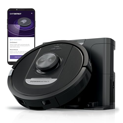 Shark PowerDetect Self-Empty Robot Vacuum with NeverStuck Technology, Auto Deep-Clean Carpets & Hardfloors, 30 Day Capacity HEPA Bagless Base, for Pet Hair, WiFi Black, AV2820S