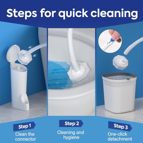 Clorytom 50 Pcs Disposable Toilet Cleaner Refill Pads, Universal Toilet Bowl Brush Replacement Heads, Durable Deep Cleaning Refills, Fresh Scent Bathroom Cleaning Supplies