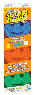 Scrub Daddy Colors Kitchen Sponges - Scratch-Free Dishwashing Sponges & Sponge for Kitchen Sink, Bathroom & Household Cleaning - BPA-Free Polymer Foam (3 Count)