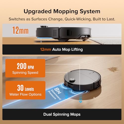 roborock Qrevo Edge 2 Robot Vacuum and Mop, 25,000Pa, 3.14'' Ultra-Slim, Zero-Tangle, AI Object Recognition, 176℉ Hot Water Mop Washing & Auto-Drying, Carpet & Pet Hair, FlexiArm Edge Cleaning