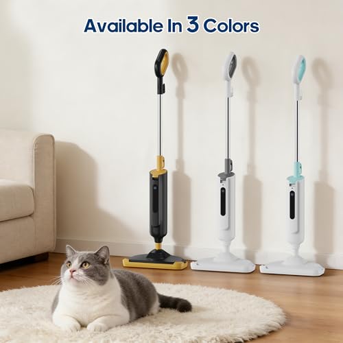 NEWBULIG Steam Mop for Hardwood/Tile/Carpet, Lightweight Steamer Cleaner for Floor Cleaning with 330ML Water Tank, Heats Up in 30 Seconds，16.4 FT Cord and 2 Washable Pads