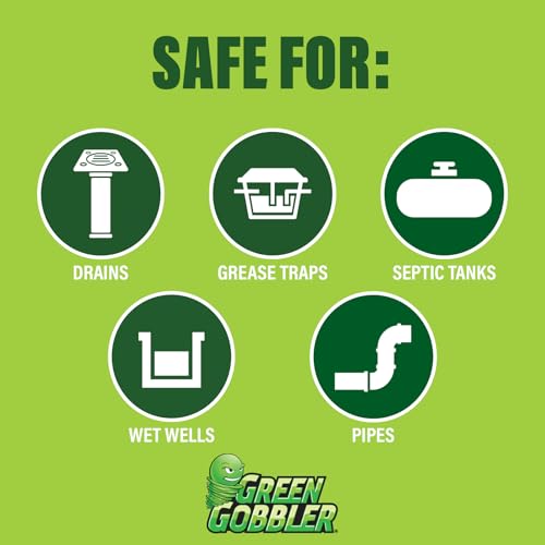 Green Gobbler Enzyme Drain Cleaner | Controls Foul Odors & Breaks Down Grease, Paper, Fat & Oil in Sewer Lines, Septic Tanks & Grease Traps | 1 Gallon