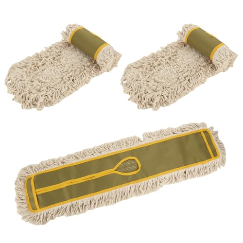 YAYODS 3 Pack Dust Mop Replacement Head, 36'' Dust Mops for Floor Cleaning Replacement Reusable Industrial Cotton Dust Mop Refill for Hardwood Floors, Ceramic, Marble, Tile