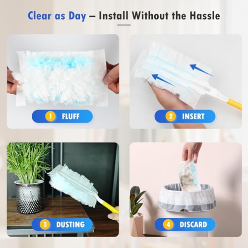 50 Count Duster Refills Compatible with Swiffer Duster Handles, 1 Handle
