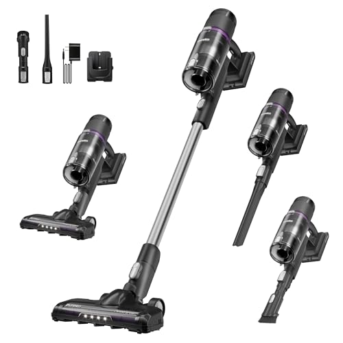 Eureka Cordless Vacuum - 20.3kPa Powerful Suction, Detachable Battery, Up to 50-Min, 5.5 lbs Lightweight, 5-Stage HEPA Filtration for allergies, Ideal for Pet Hair & Hardwood & Carpet, ReactiClean 410