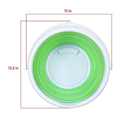 Pine-Sol Collapsible Bucket 2.6 Gallon - Multipurpose Foldable Pail for Cleaning, Car Wash, Outdoor, and Camping - Portable Round Plastic Tub with Handle
