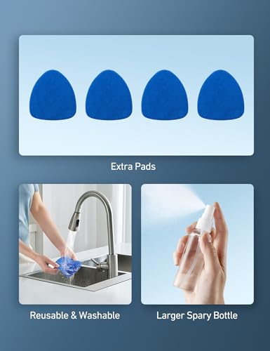 AstroAI 21" Windshield Cleaner Tool, Car Interior Detailing Cleaning Kit with Extendable Handle and 4 Upgraded High-Density Reusable Microfiber Pads, Auto Glass Wiper Brush Kit for Cars, Blue