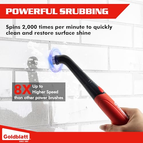 Goldblatt 18-Piece Cordless Electric Spin Scrubber Kit, Handheld Power Brush for Bathroom, Kitchen, Shower, Tile, Grout and Household Surfaces